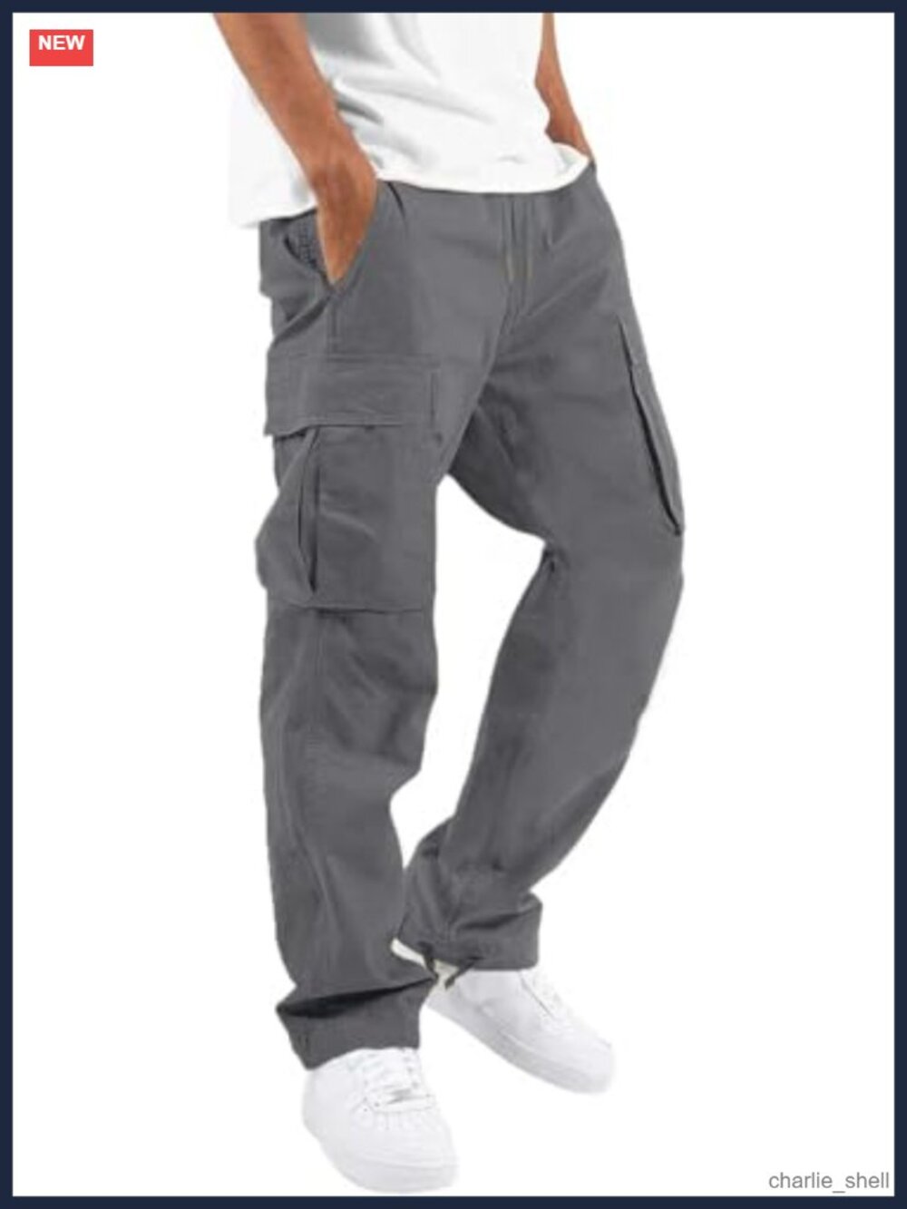 Men's Cotton Spandex Jogger Pants Drawstring Cargo Straight Leg Hiking Casual